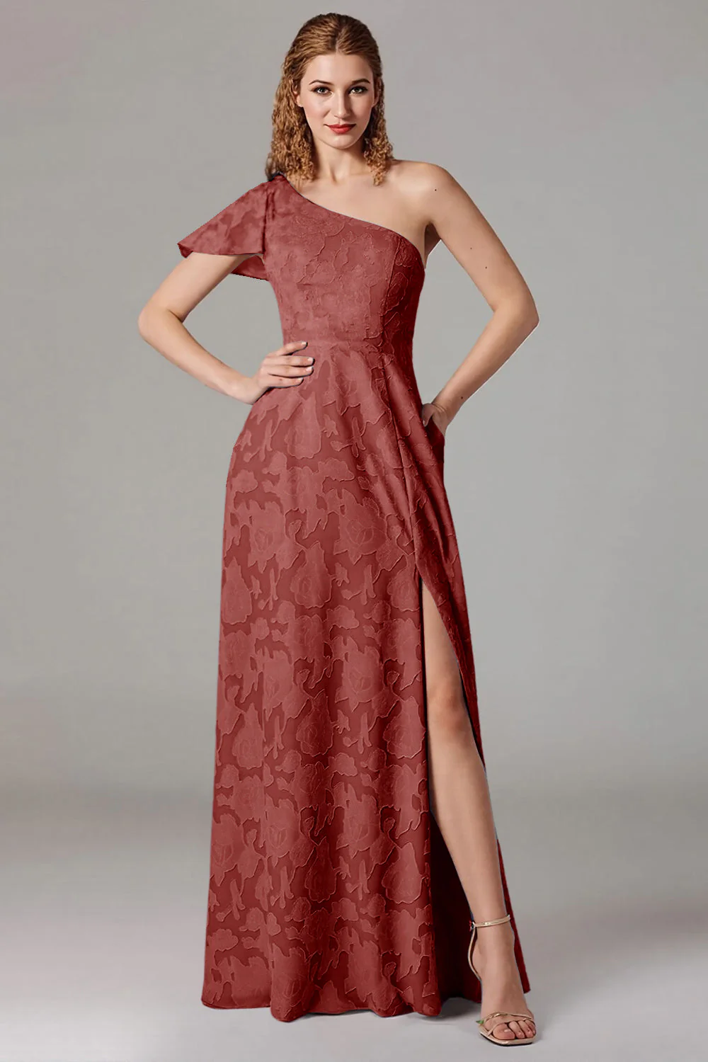 One Shoulder Black A-Line Long Choir Dress with Slit - Image 14
