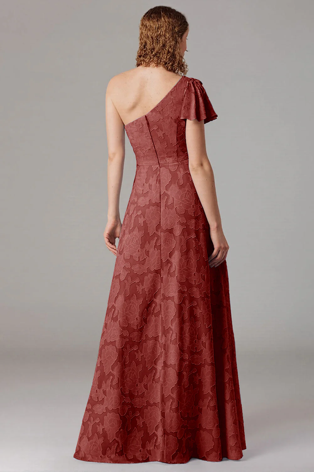 One Shoulder Black A-Line Long Choir Dress with Slit - Image 15