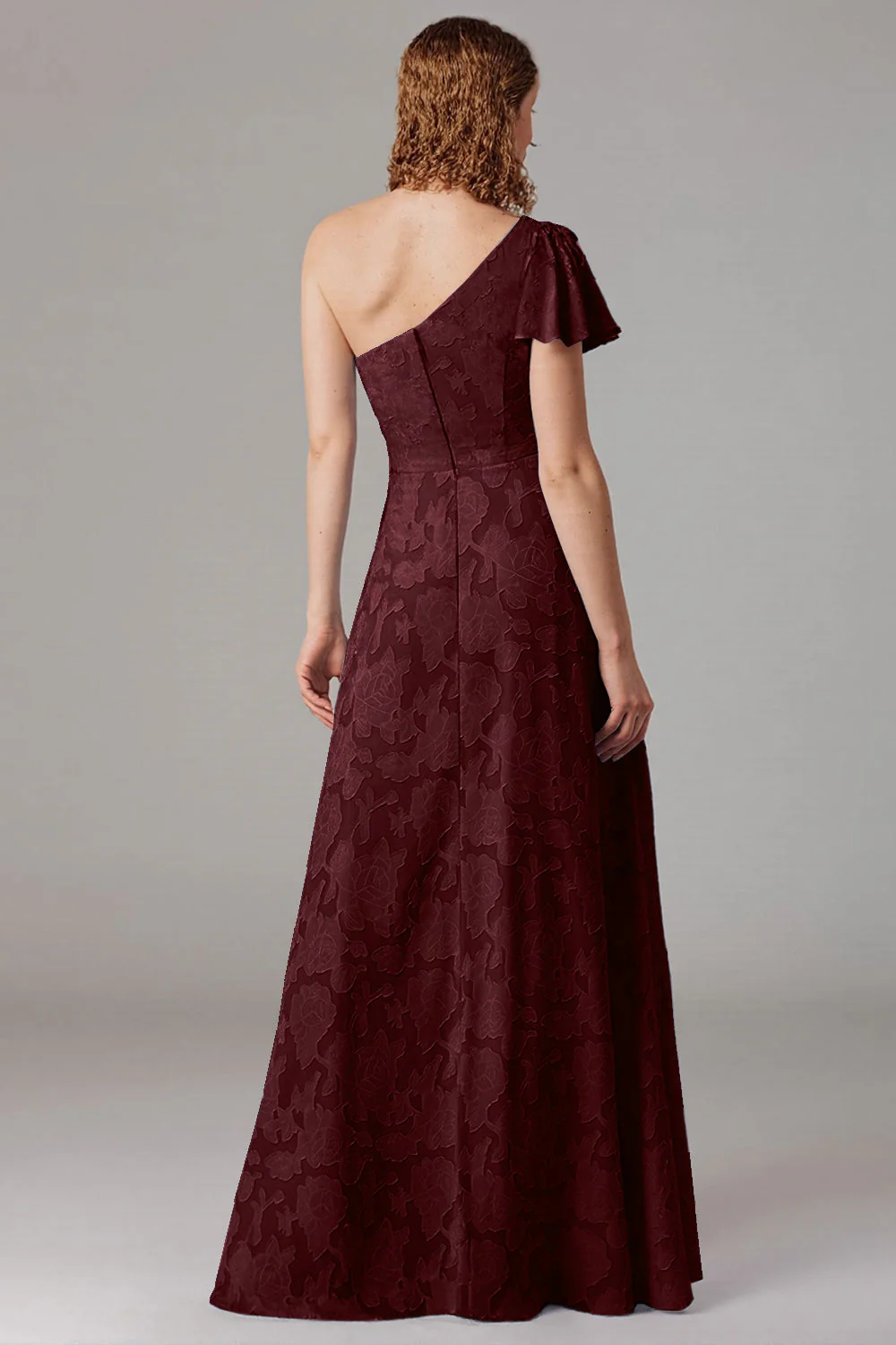 One Shoulder Black A-Line Long Choir Dress with Slit - Image 7