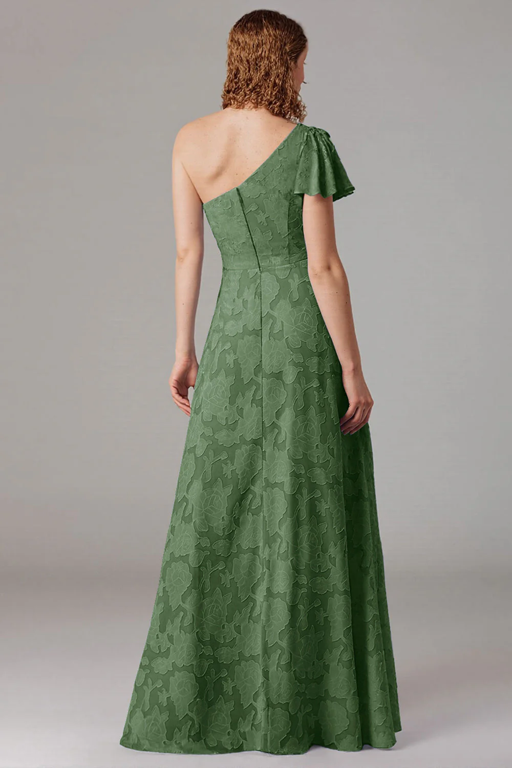 One Shoulder Black A-Line Long Choir Dress with Slit - Image 9