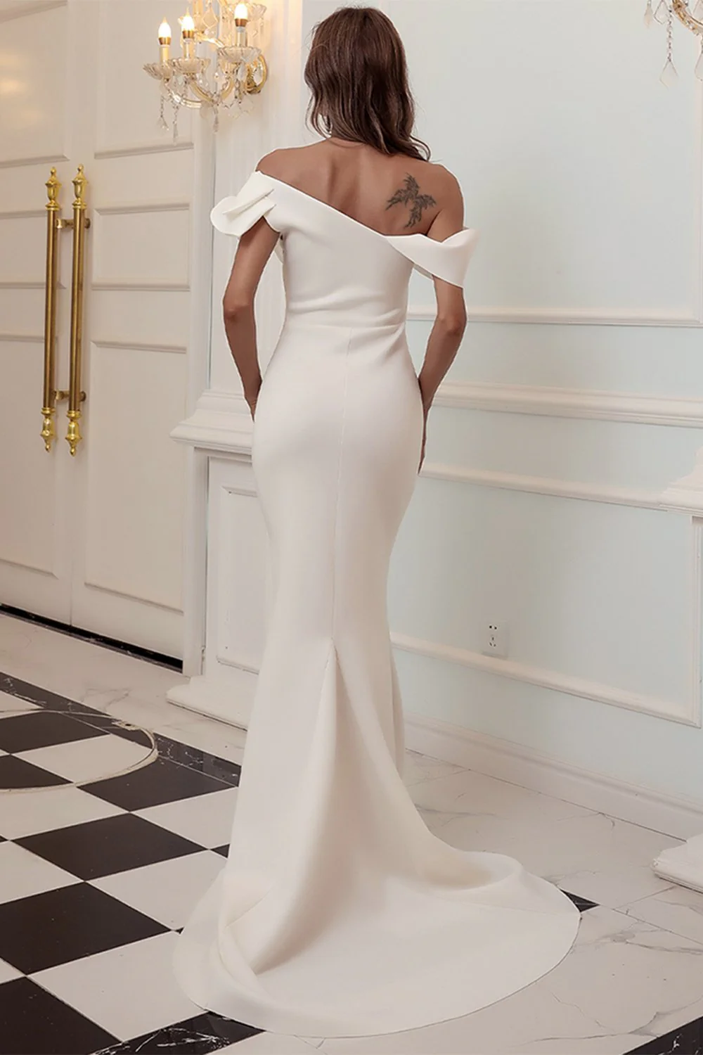 One Shoulder Mermaid Black Long Evening Dress - Image 10