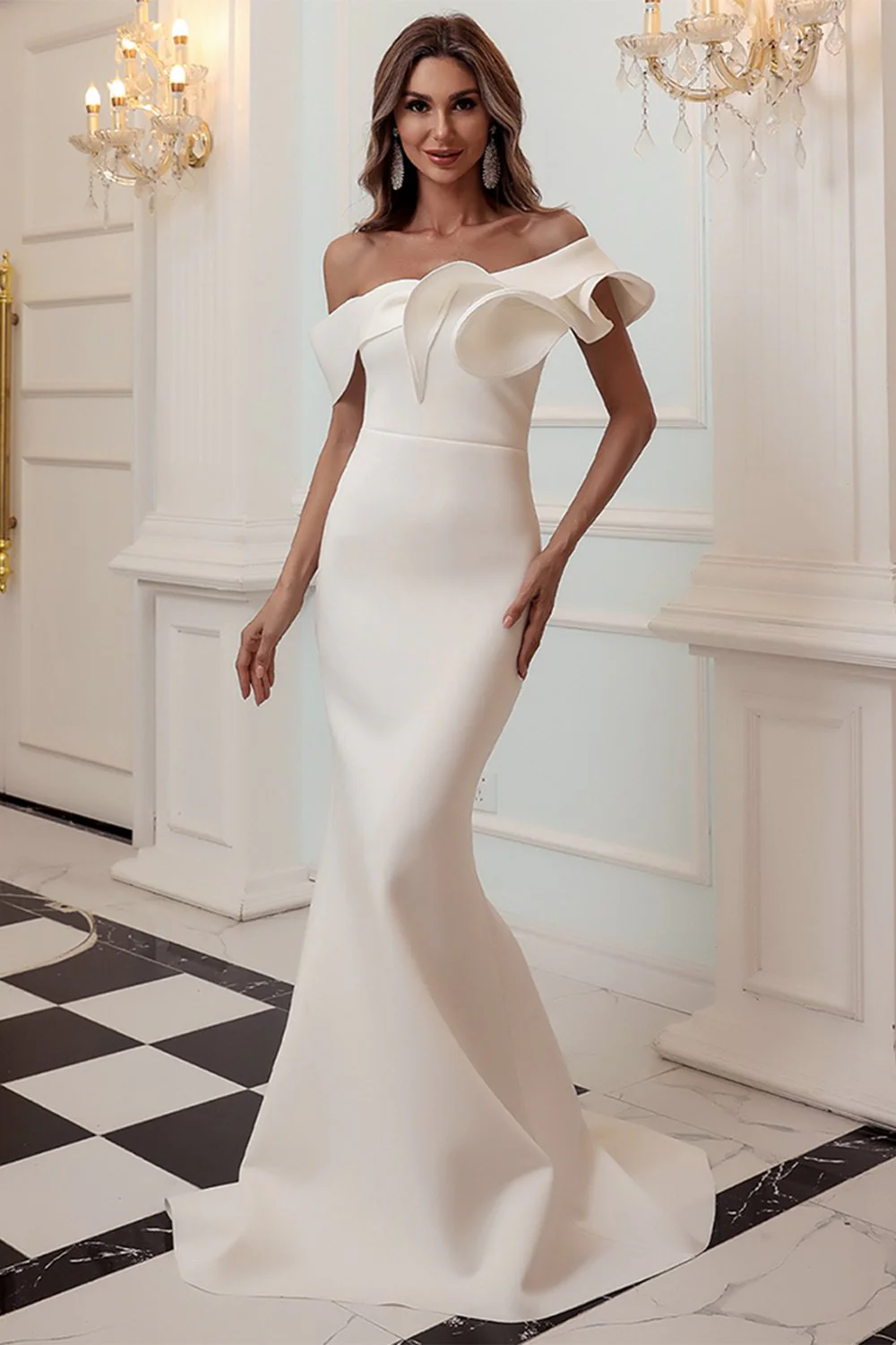One Shoulder Mermaid Black Long Evening Dress - Image 9