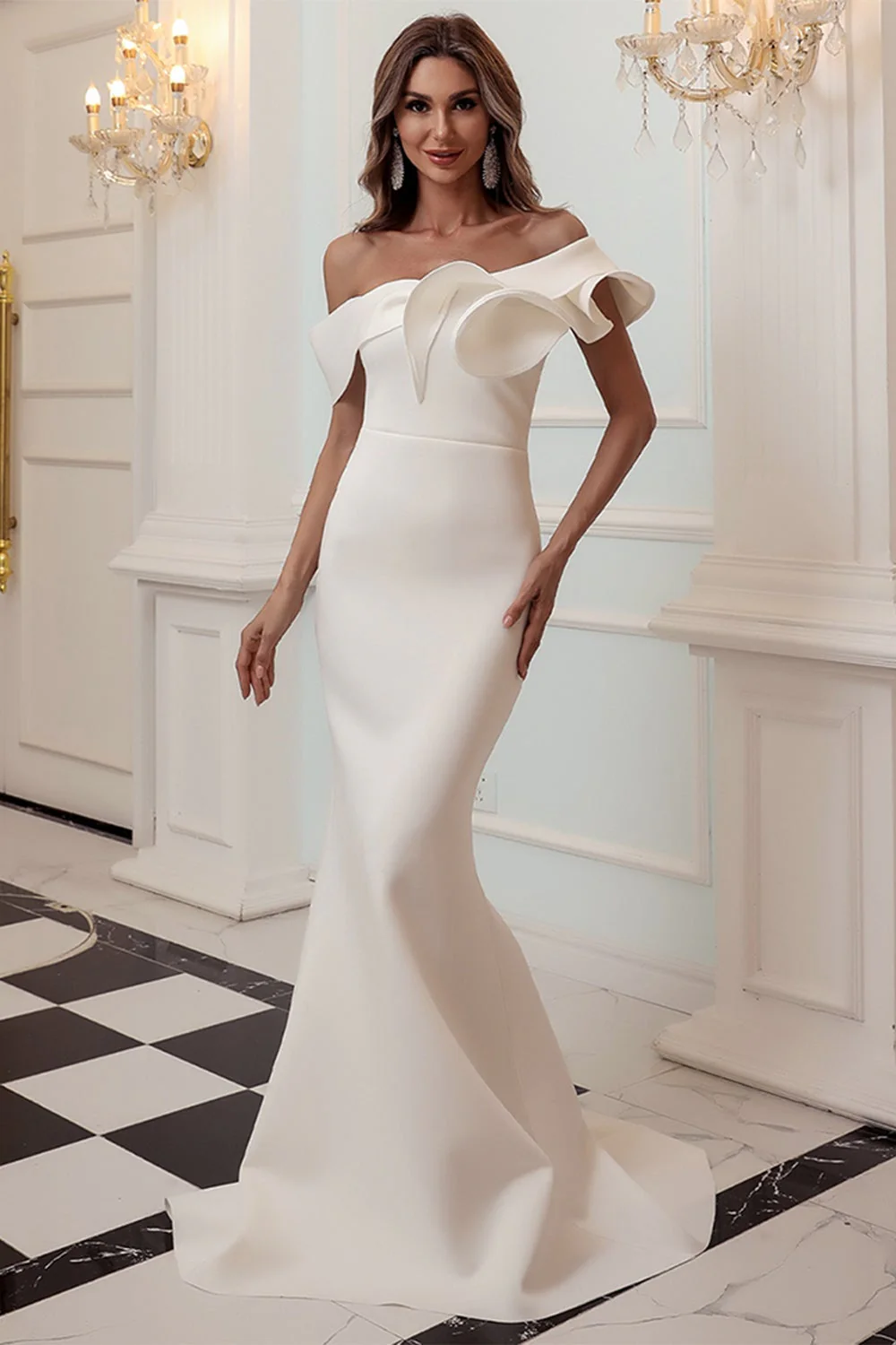 One Shoulder Mermaid Burgundy Prom Dress - Image 7