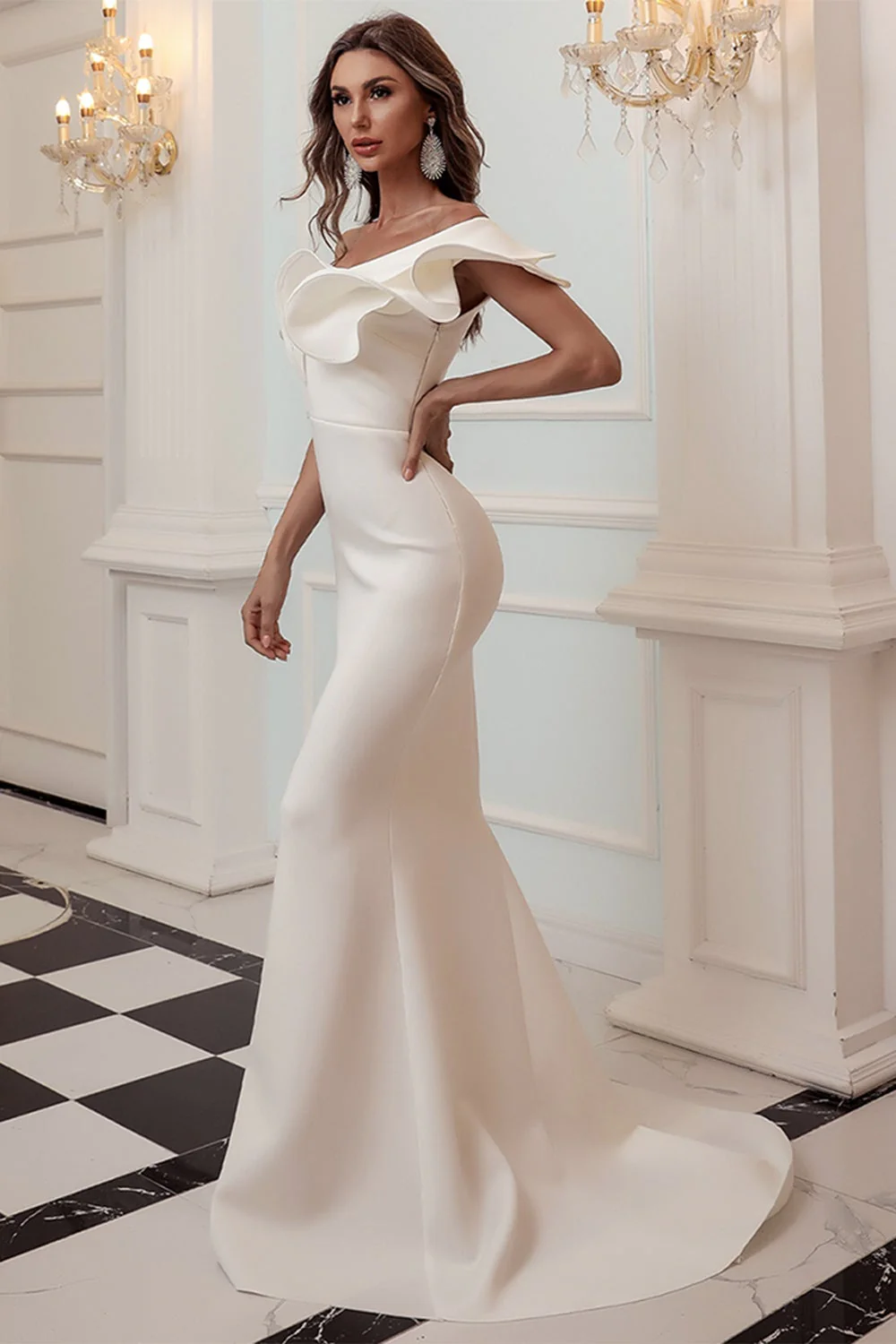 One Shoulder Mermaid Burgundy Prom Dress - Image 9