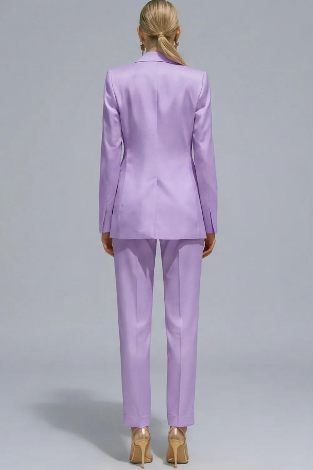 Orange Notched Lapel 2 piece Slim Fit Women's Work Suits - Image 10
