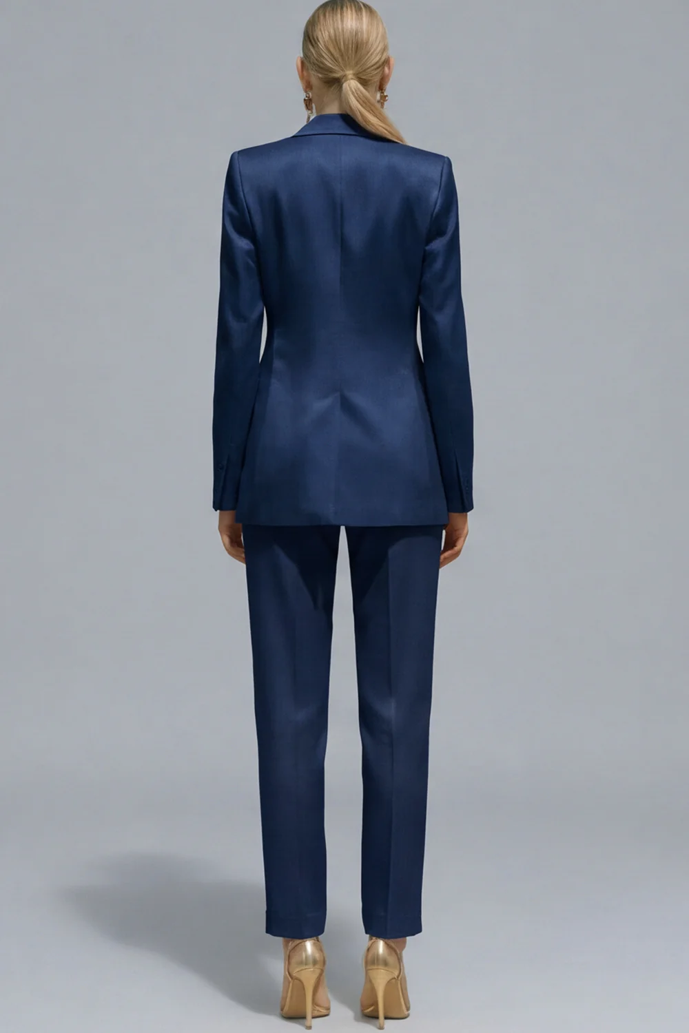 Orange Notched Lapel 2 piece Slim Fit Women's Work Suits - Image 12