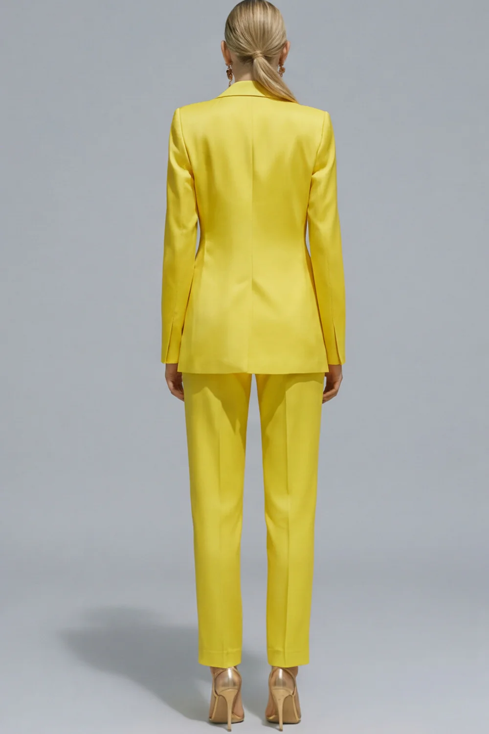 Orange Notched Lapel 2 piece Slim Fit Women's Work Suits - Image 14