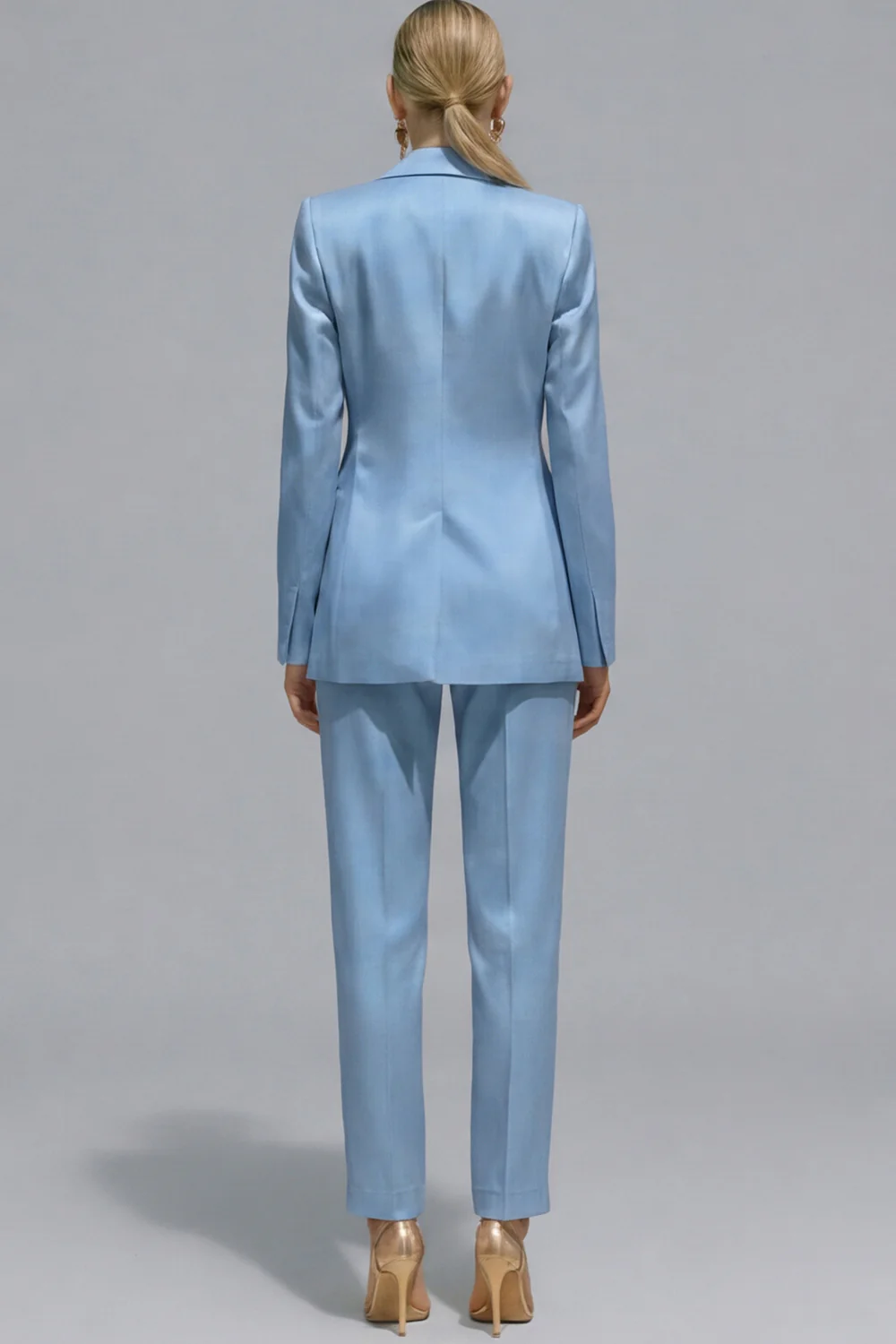 Orange Notched Lapel 2 piece Slim Fit Women's Work Suits - Image 16