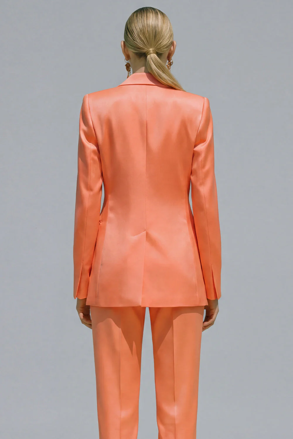 Orange Notched Lapel 2 piece Slim Fit Women's Work Suits - Image 4