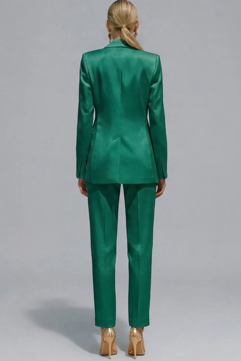 Orange Notched Lapel 2 piece Slim Fit Women's Work Suits - Image 6