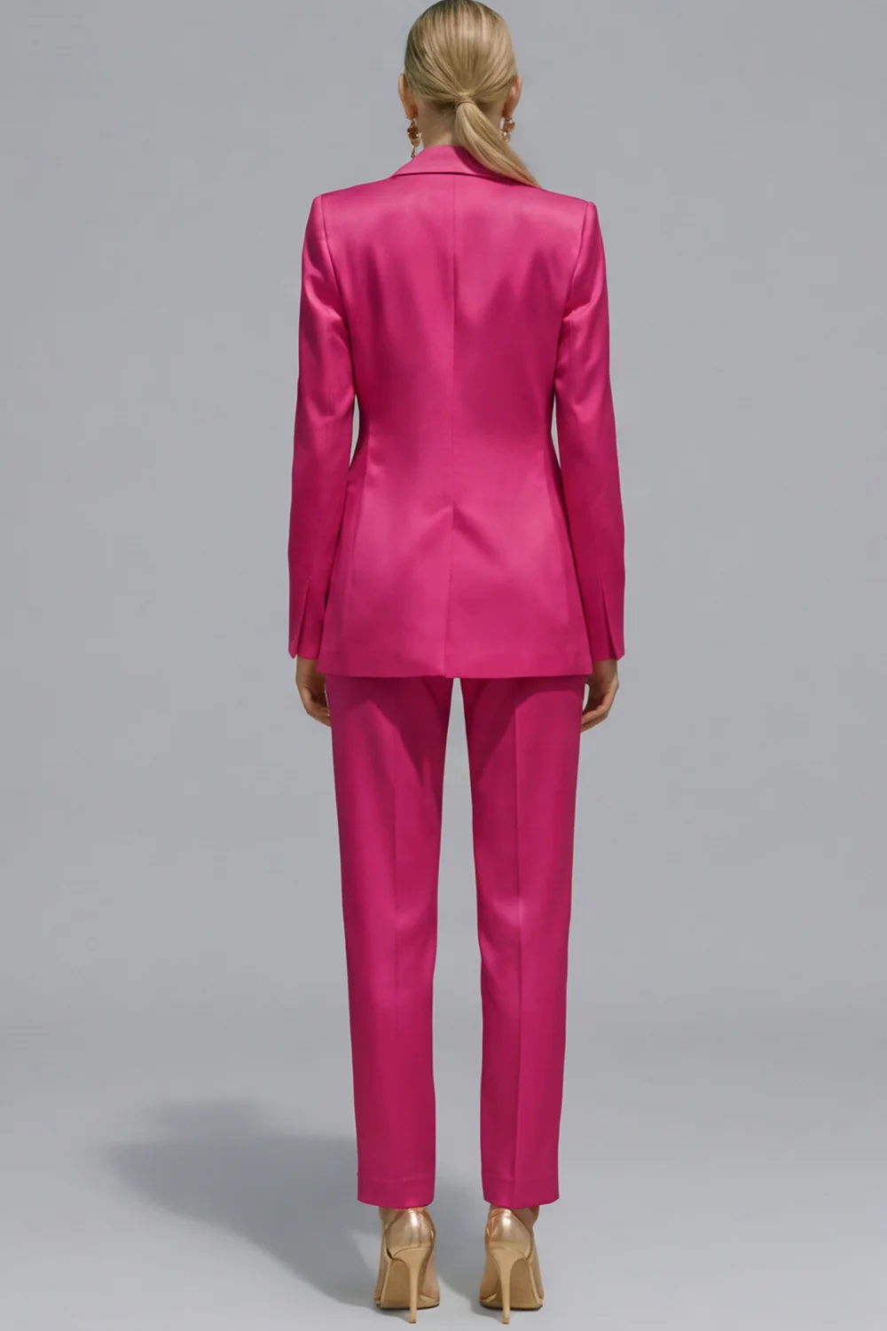 Orange Notched Lapel 2 piece Slim Fit Women's Work Suits - Image 8