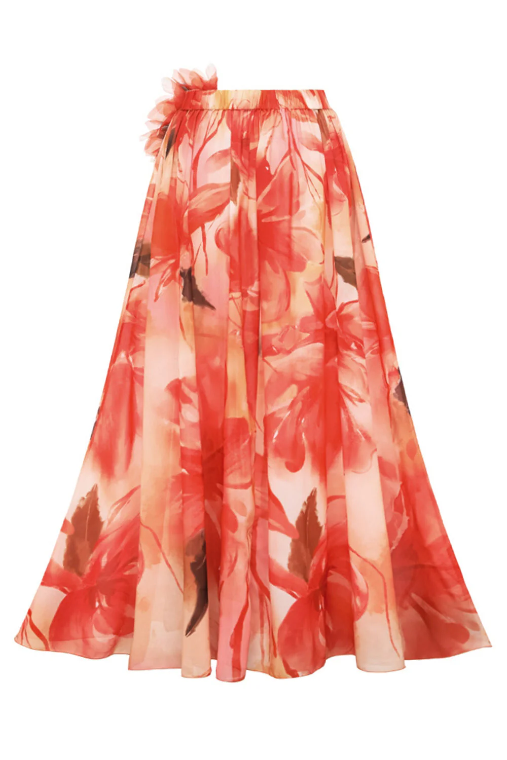 Orange Ruffled 2 Piece V-Neck Swimsuit with Beach Dress - Image 5