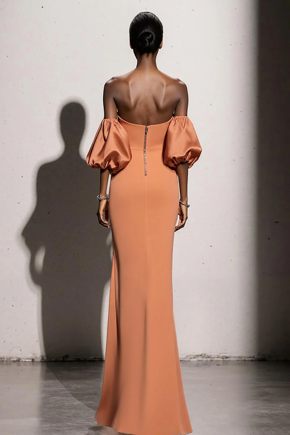 Orange Strapless Mermaid Long Evening Dress - Image 2