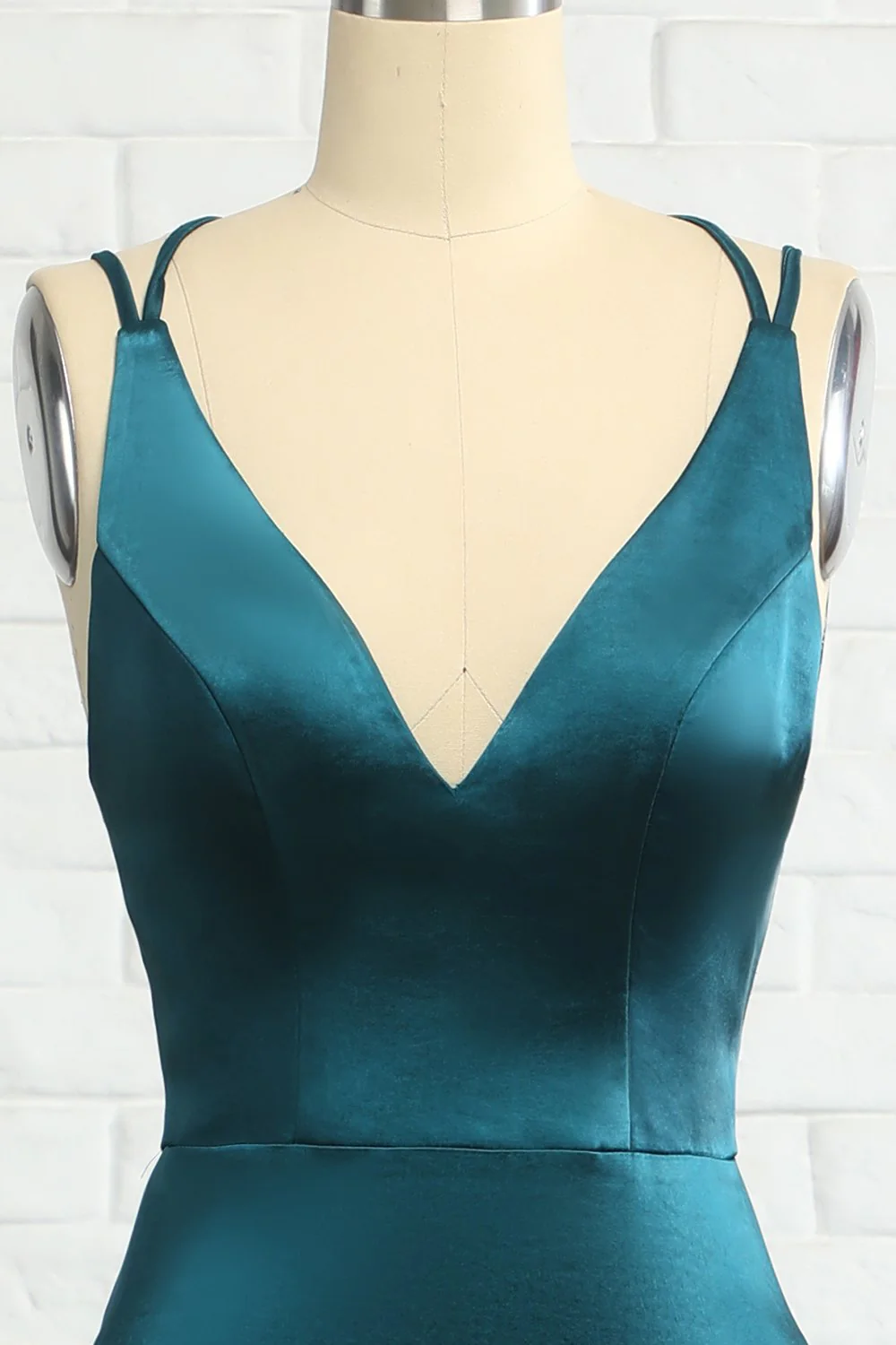 Peacock Blue Mermaid Backless Long Prom Dress - Image 4