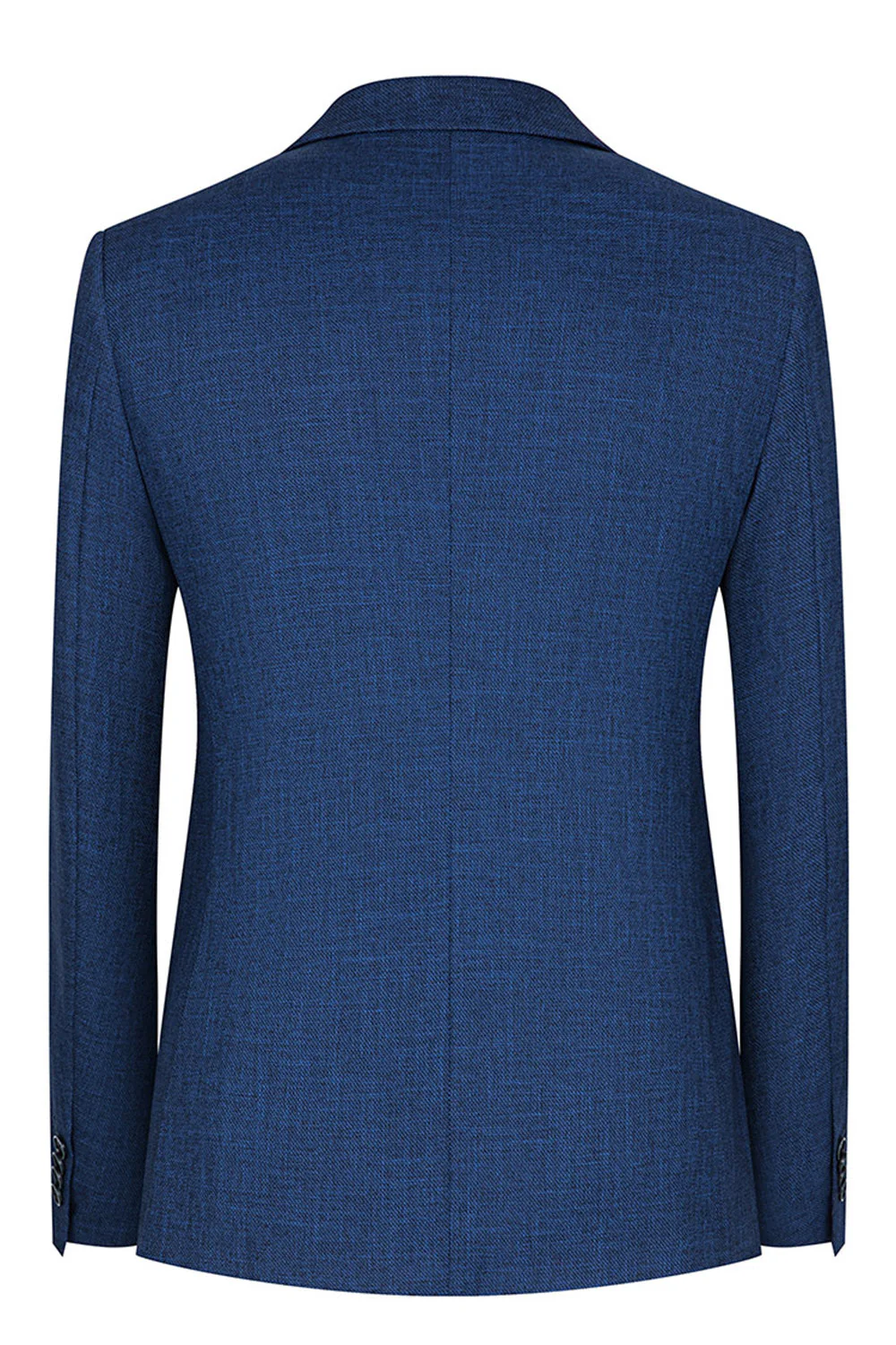 Peacock Blue Peak Lapel One Button 3 Piece Men's Suits - Image 3