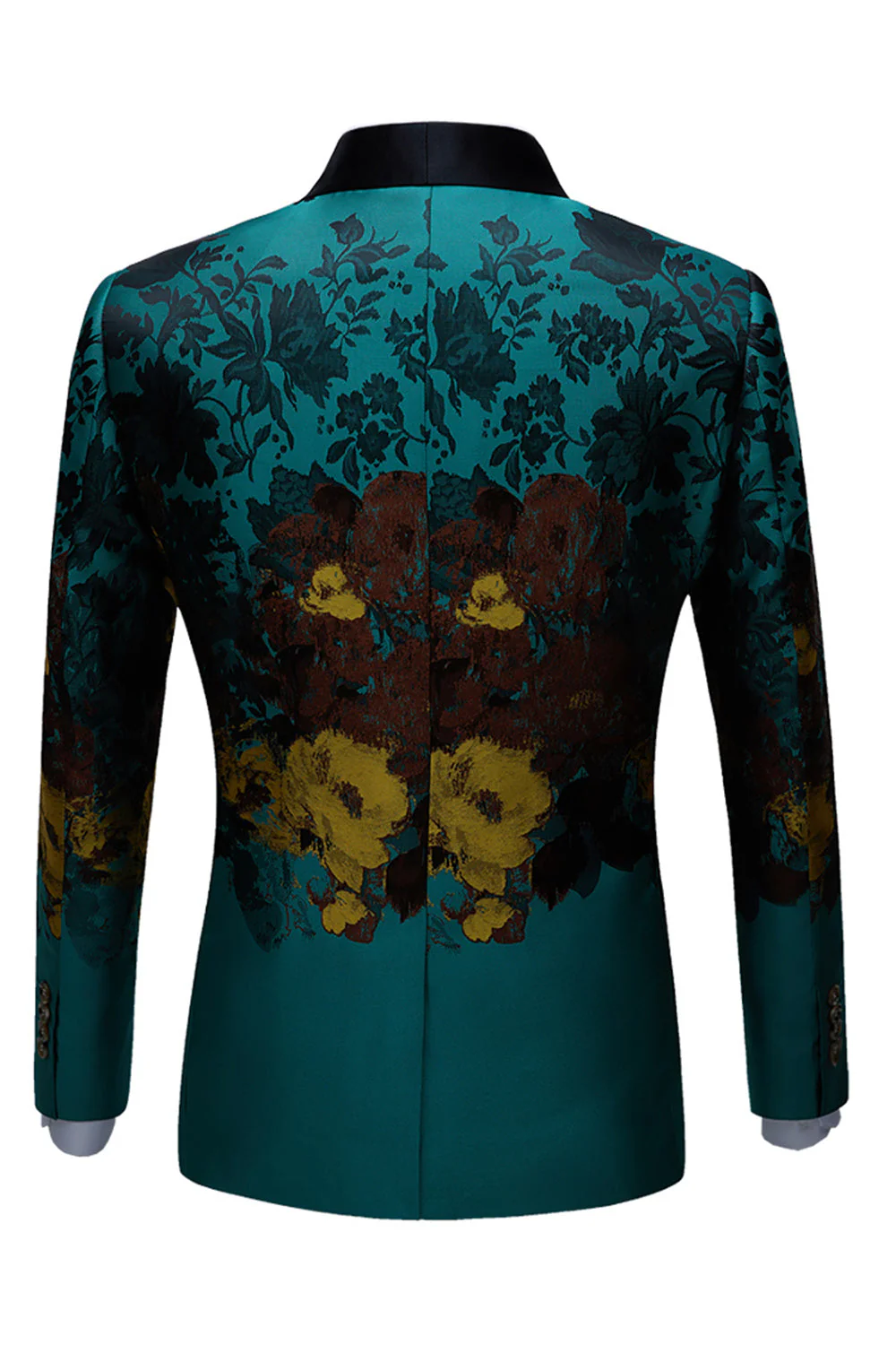 Peacock Green 2 Pieces Jacquard Shawl Lapel Men's Suits - Image 3