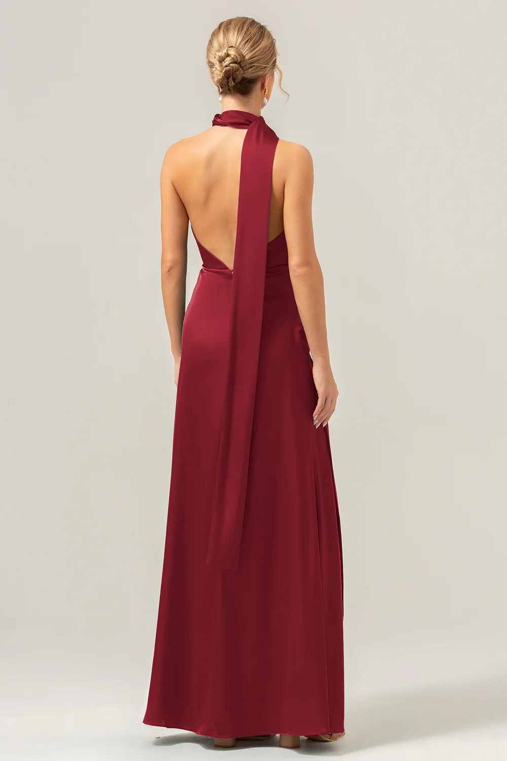 Peacock Sheath V-Neck Backless Long Bridesmaid Dress with Slit - Image 12