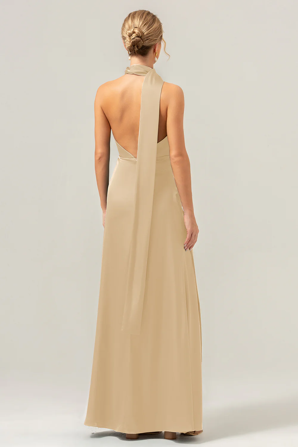 Peacock Sheath V-Neck Backless Long Bridesmaid Dress with Slit - Image 14
