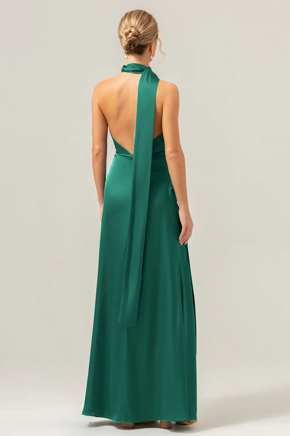 Peacock Sheath V-Neck Backless Long Bridesmaid Dress with Slit - Image 18