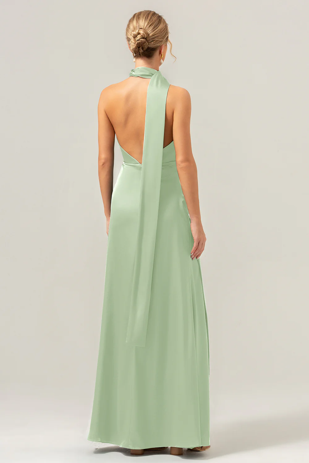 Peacock Sheath V-Neck Backless Long Bridesmaid Dress with Slit - Image 22