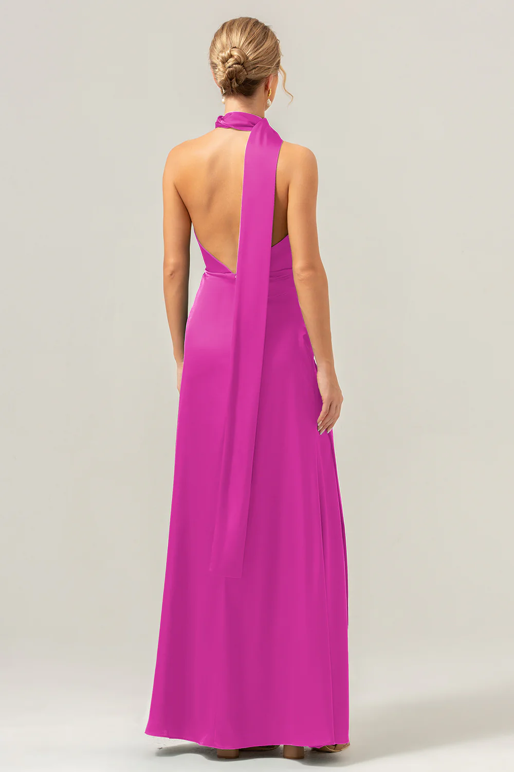 Peacock Sheath V-Neck Backless Long Bridesmaid Dress with Slit - Image 26