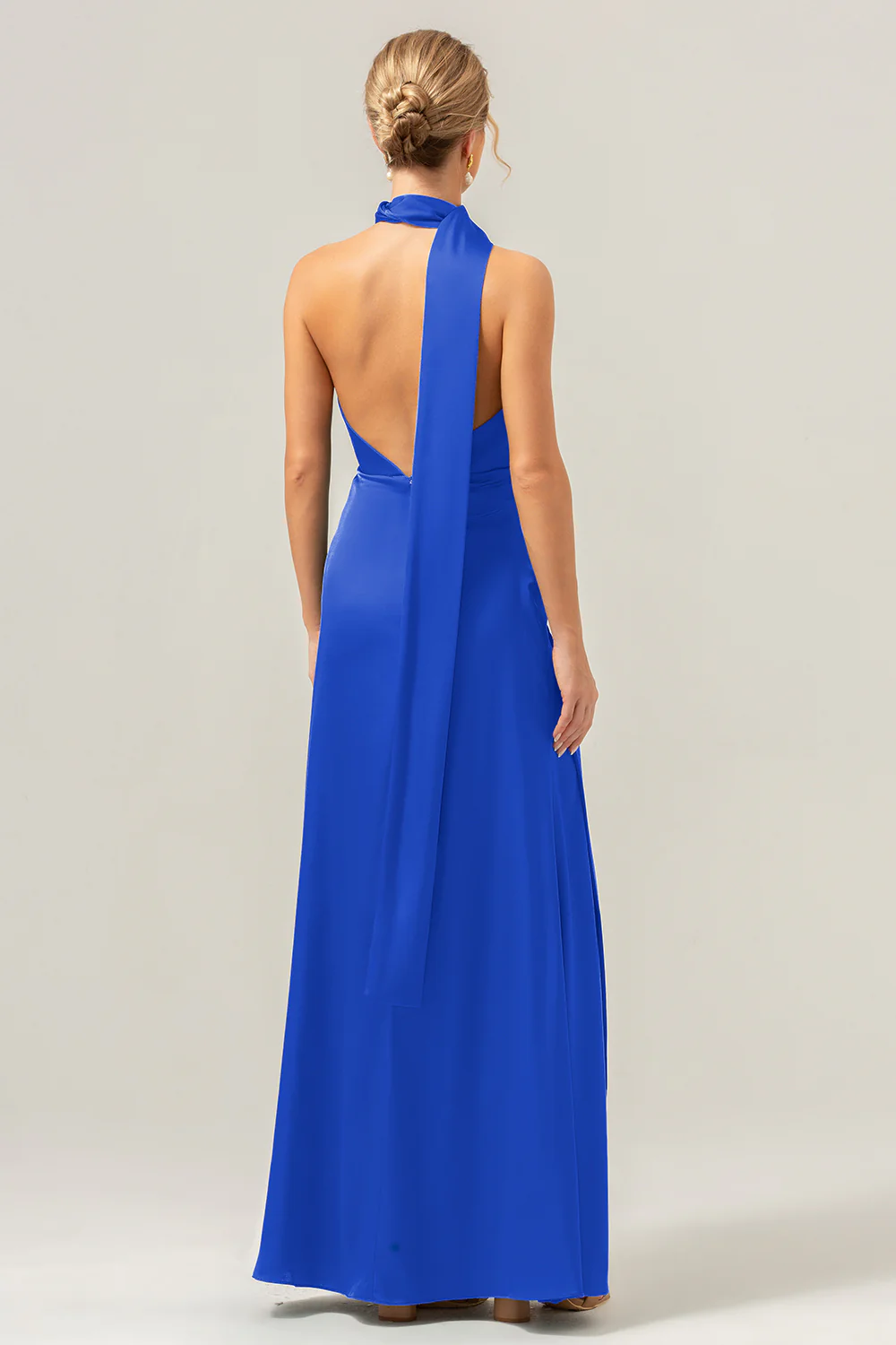 Peacock Sheath V-Neck Backless Long Bridesmaid Dress with Slit - Image 28