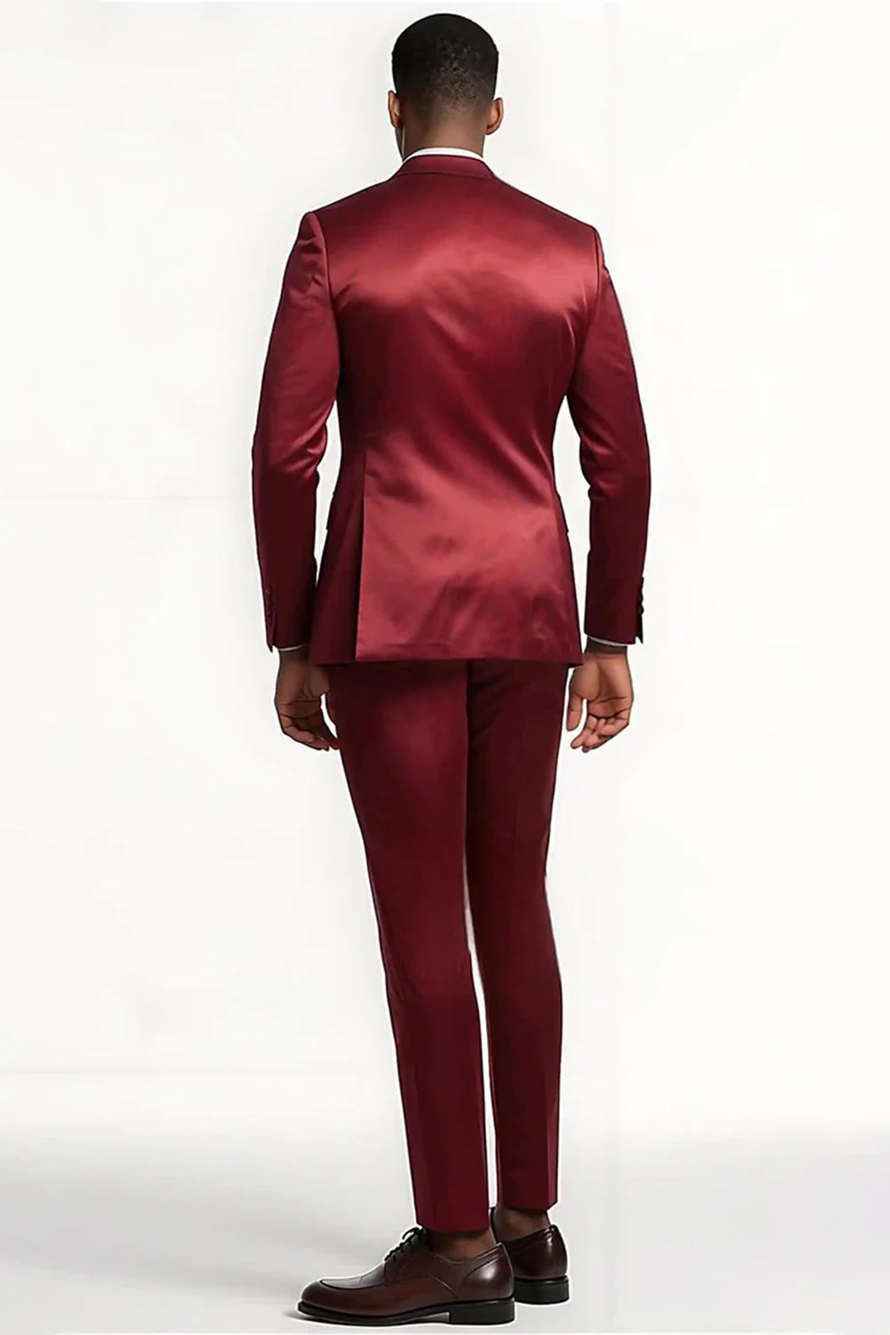 Peak Lapel 2 Piece Burgundy Single Breasted Men's Prom Suits - Image 2
