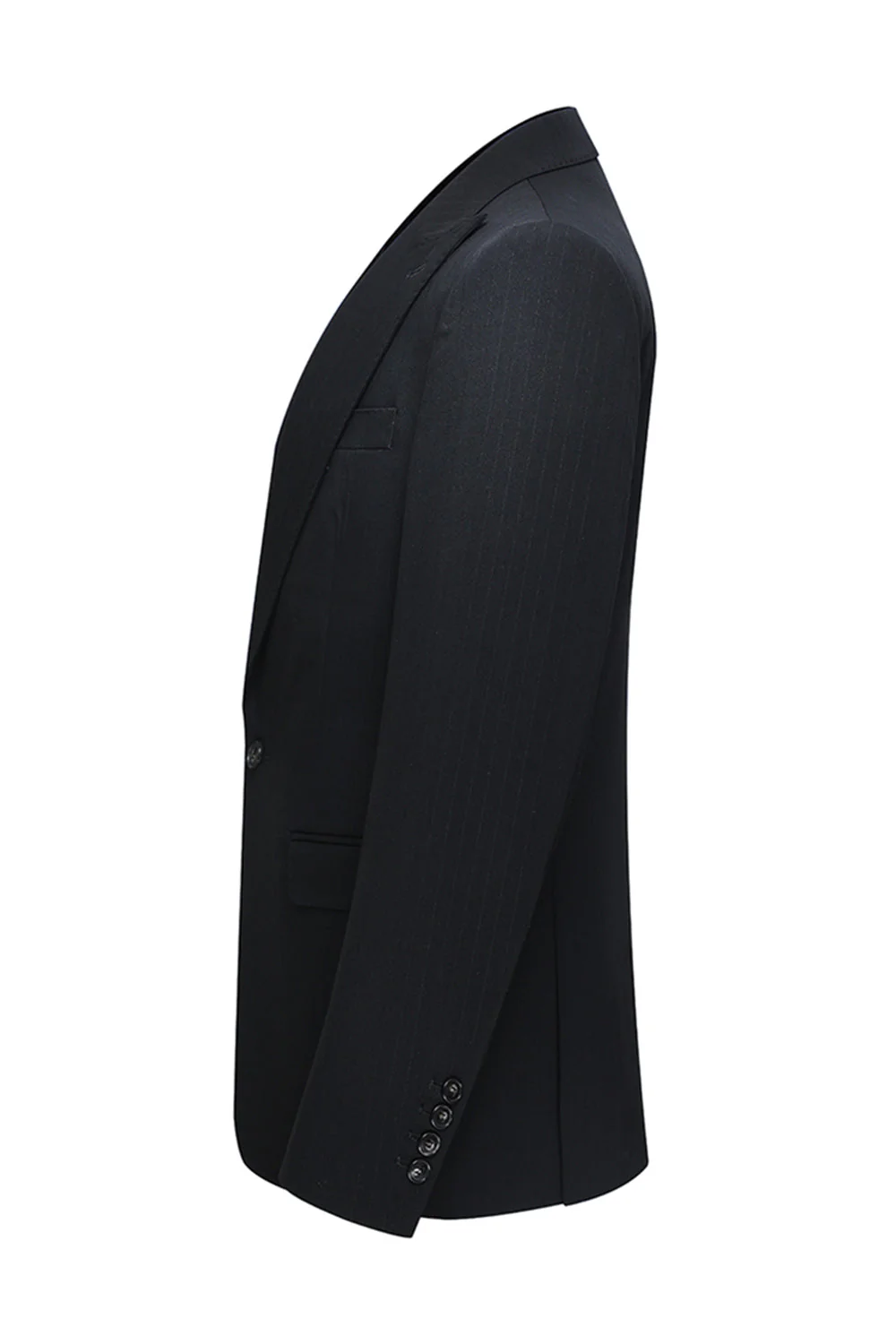 Peak Lapel 3 Piece One Button Slim Fit Black Men's Wedding Suits - Image 6