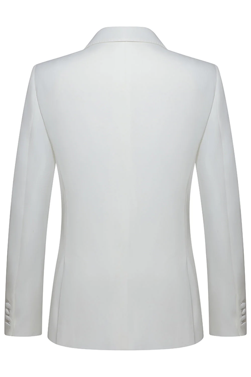 Peak Lapel 3 Piece One Button White Men's Wedding Suits - Image 3