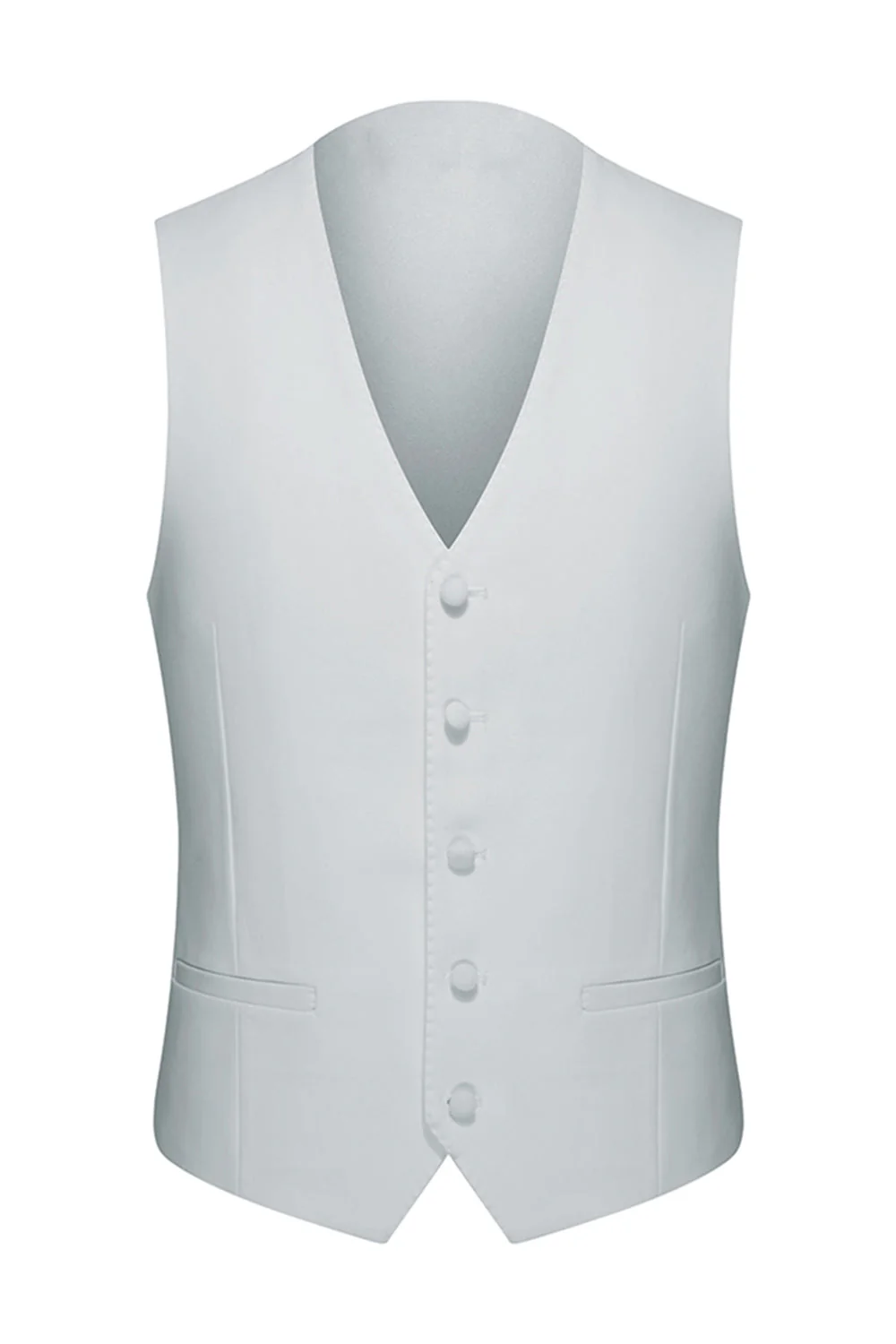 Peak Lapel 3 Piece One Button White Men's Wedding Suits - Image 5