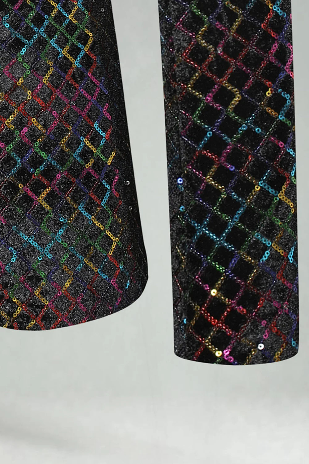 Peak Lapel Colorful Sequin One Button Men's Prom Blazer - Image 6