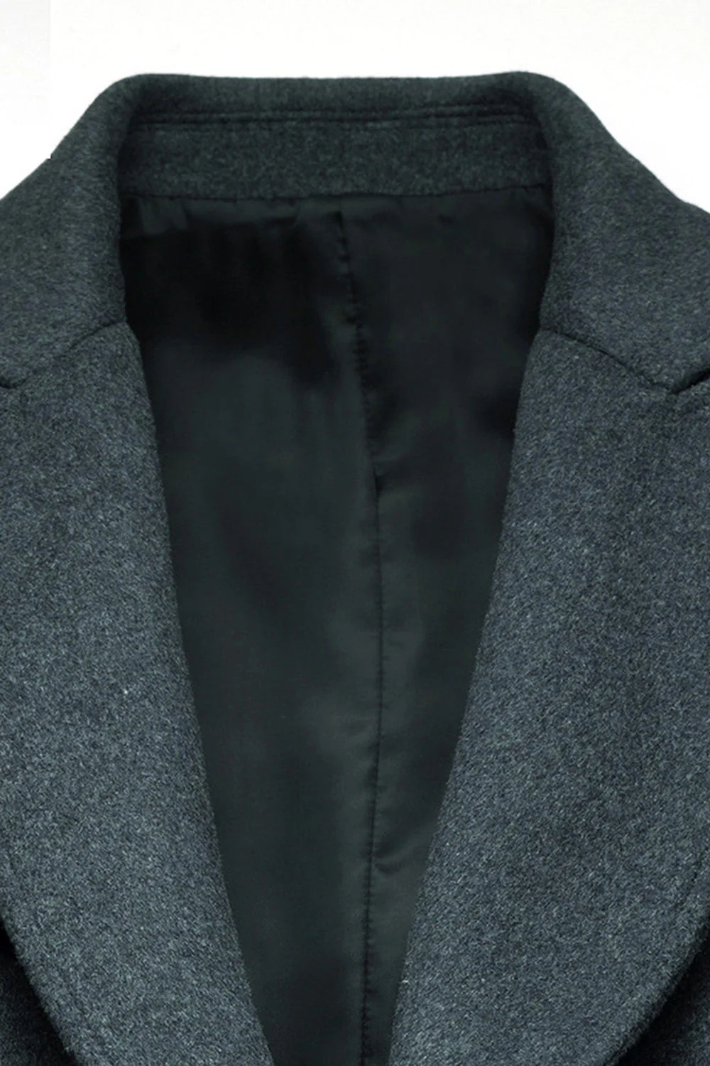 Peak Lapel Double Breasted Long Men's Grey Winter Coat - Image 4
