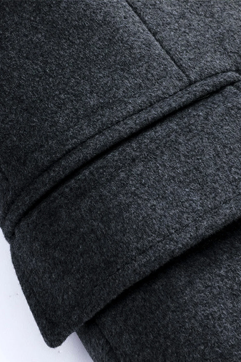 Peak Lapel Double Breasted Long Men's Grey Winter Coat - Image 5