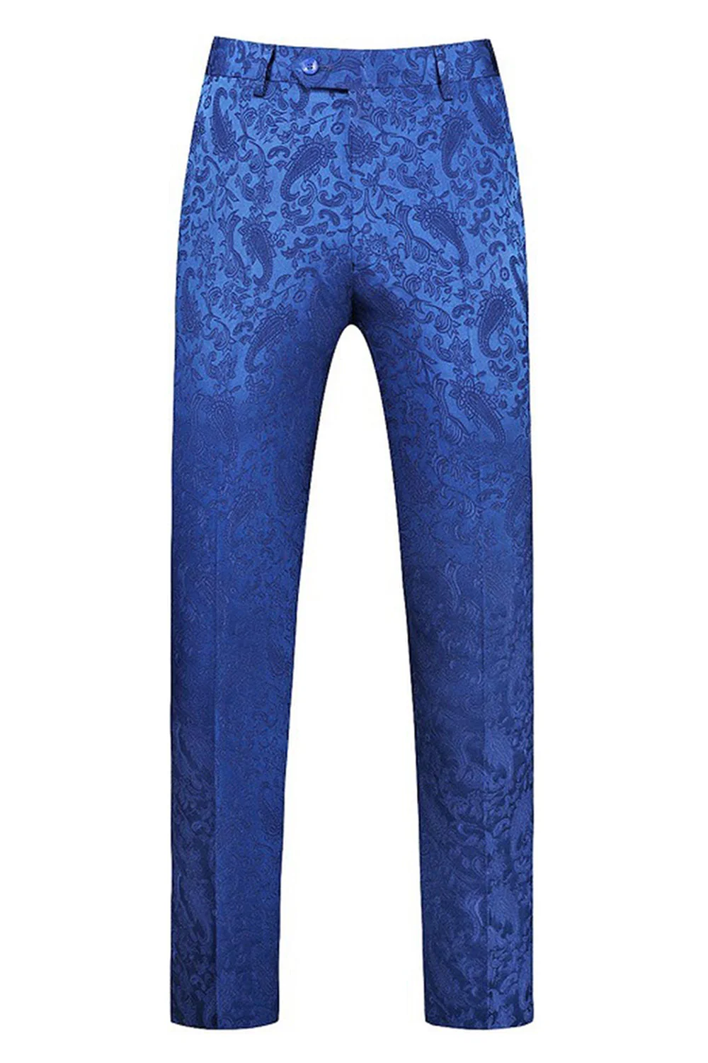 Peak Lapel Jacquard 2 Piece Blue Double Breasted Men's Suits - Image 3