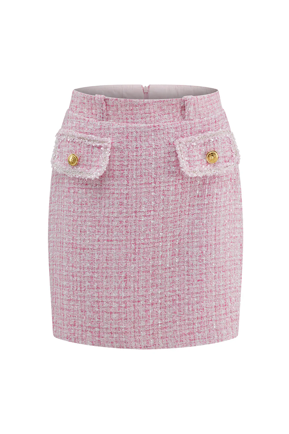 Pink 2-Piece Tweed Short Work Outfits - Image 7
