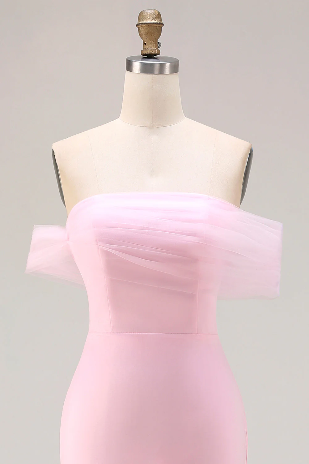 Pink 3D Flowers Off the Shoulder Mermaid Long Prom Dress - Image 6