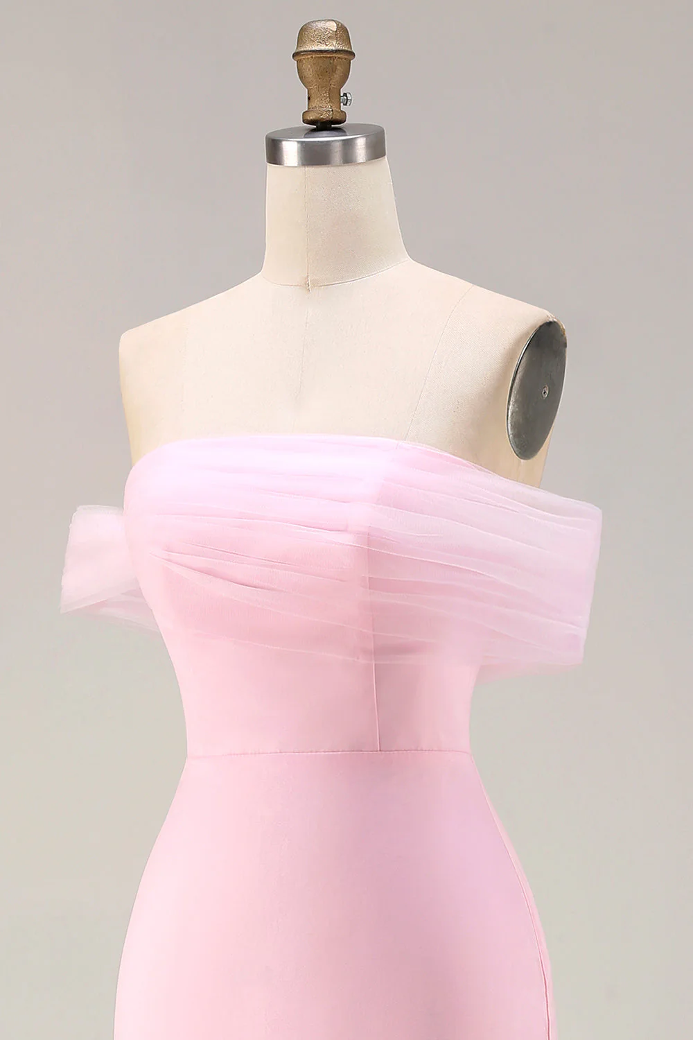 Pink 3D Flowers Off the Shoulder Mermaid Long Prom Dress - Image 8