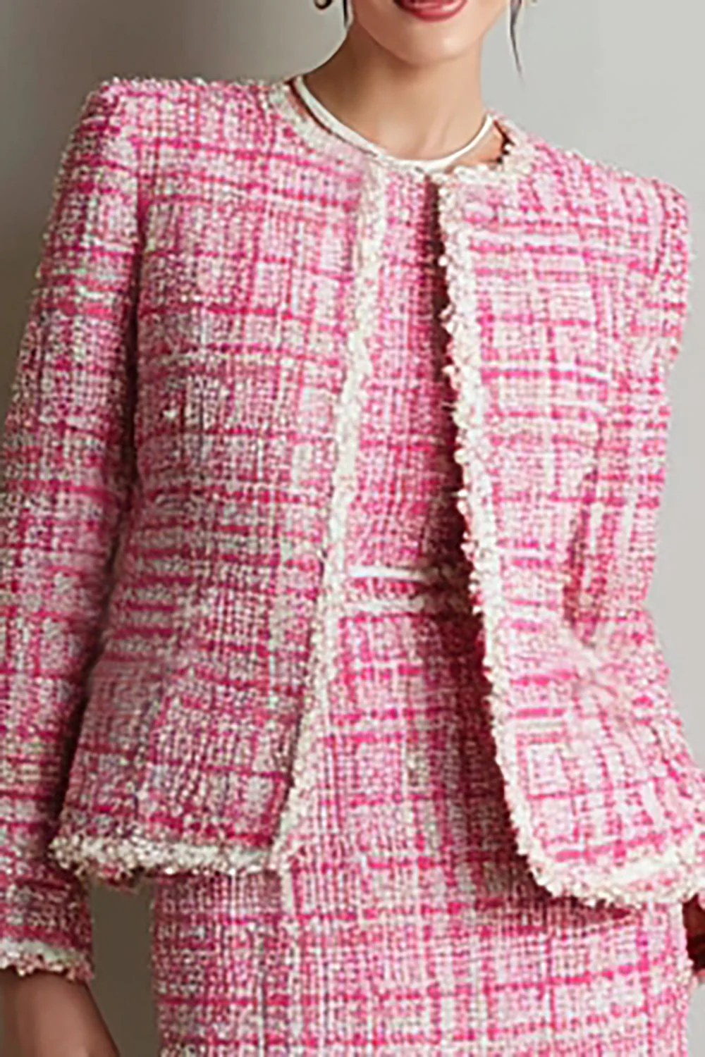 Pink Bodycon 2-Piece Long Sleeve Striped Work Dress - Image 2