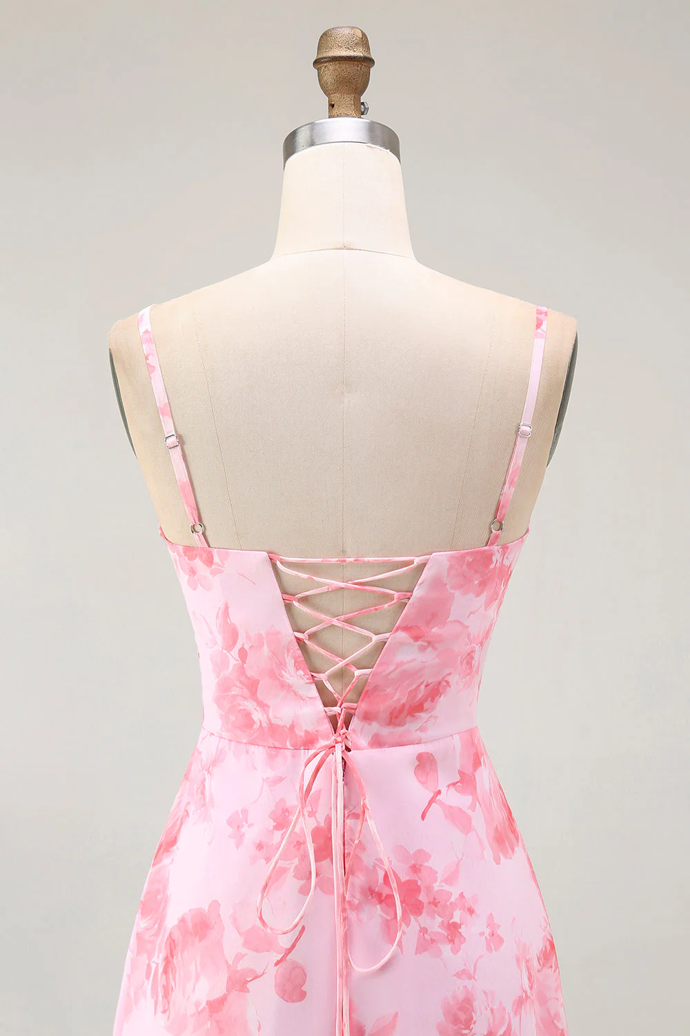 Pink Floral Cowl Neck A Line Maxi Dress with Slit - Image 5