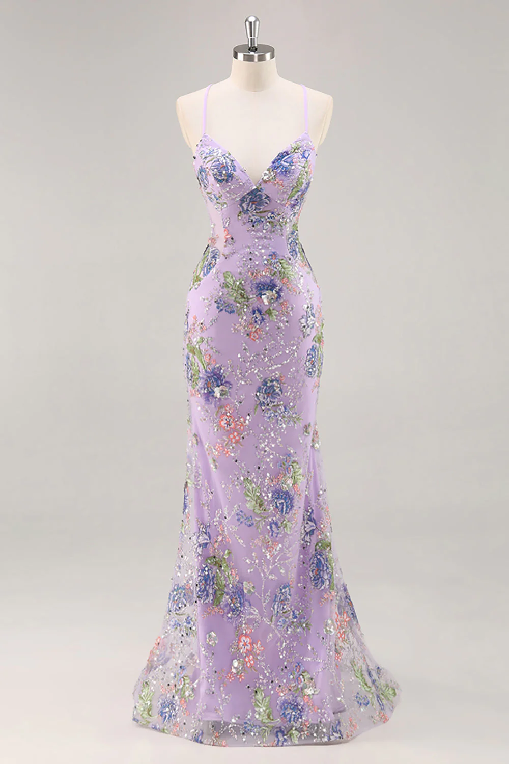 Pink Mermaid Sequins Floral Plus Size Long Prom Dress with Lace Up Back - Image 12