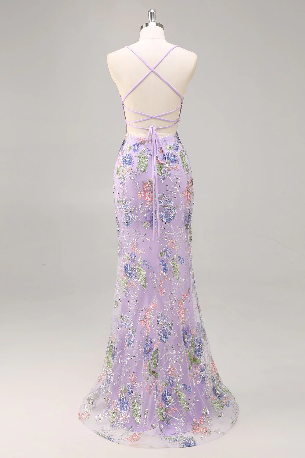 Pink Mermaid Sequins Floral Plus Size Long Prom Dress with Lace Up Back - Image 13