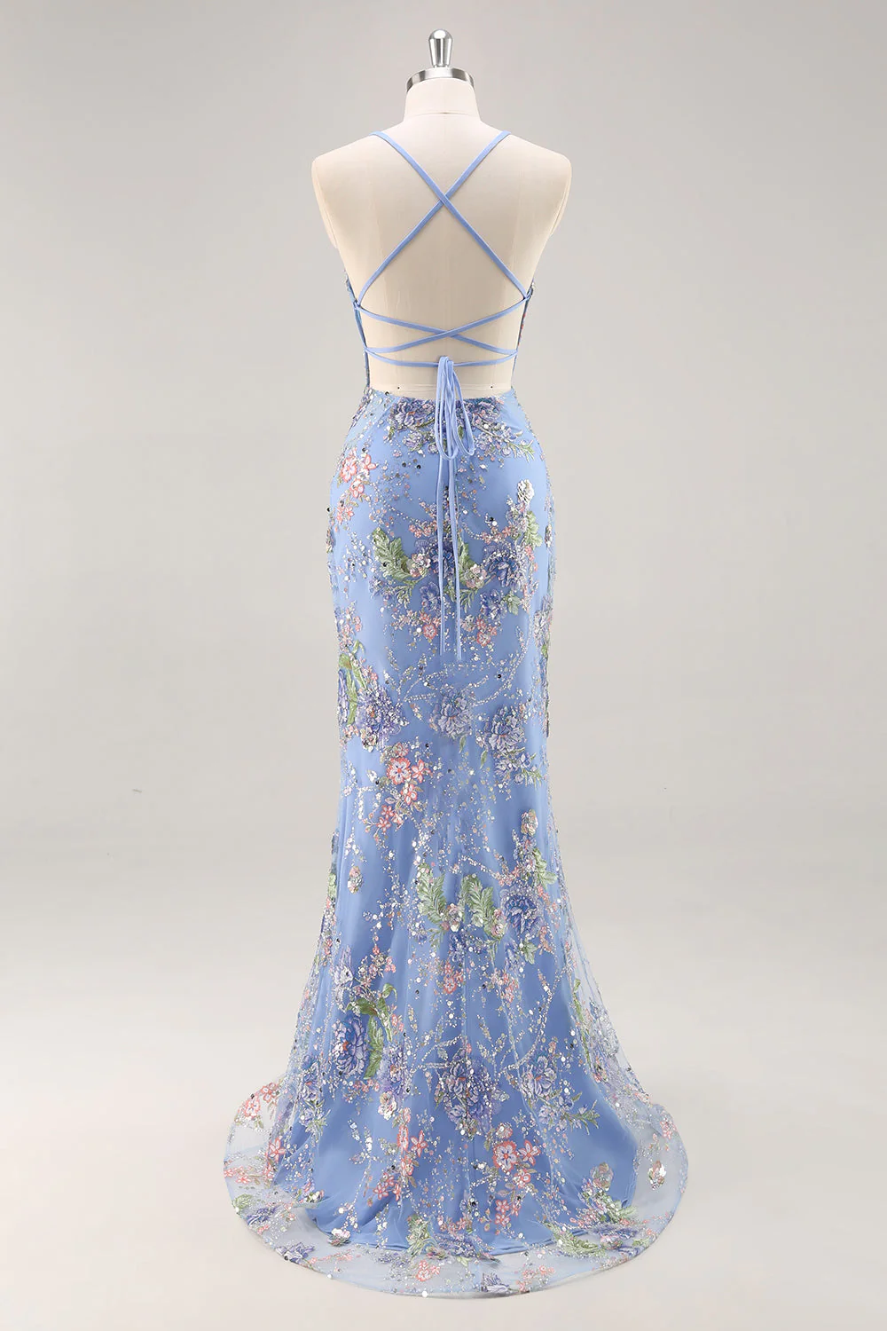 Pink Mermaid Sequins Floral Plus Size Long Prom Dress with Lace Up Back - Image 19