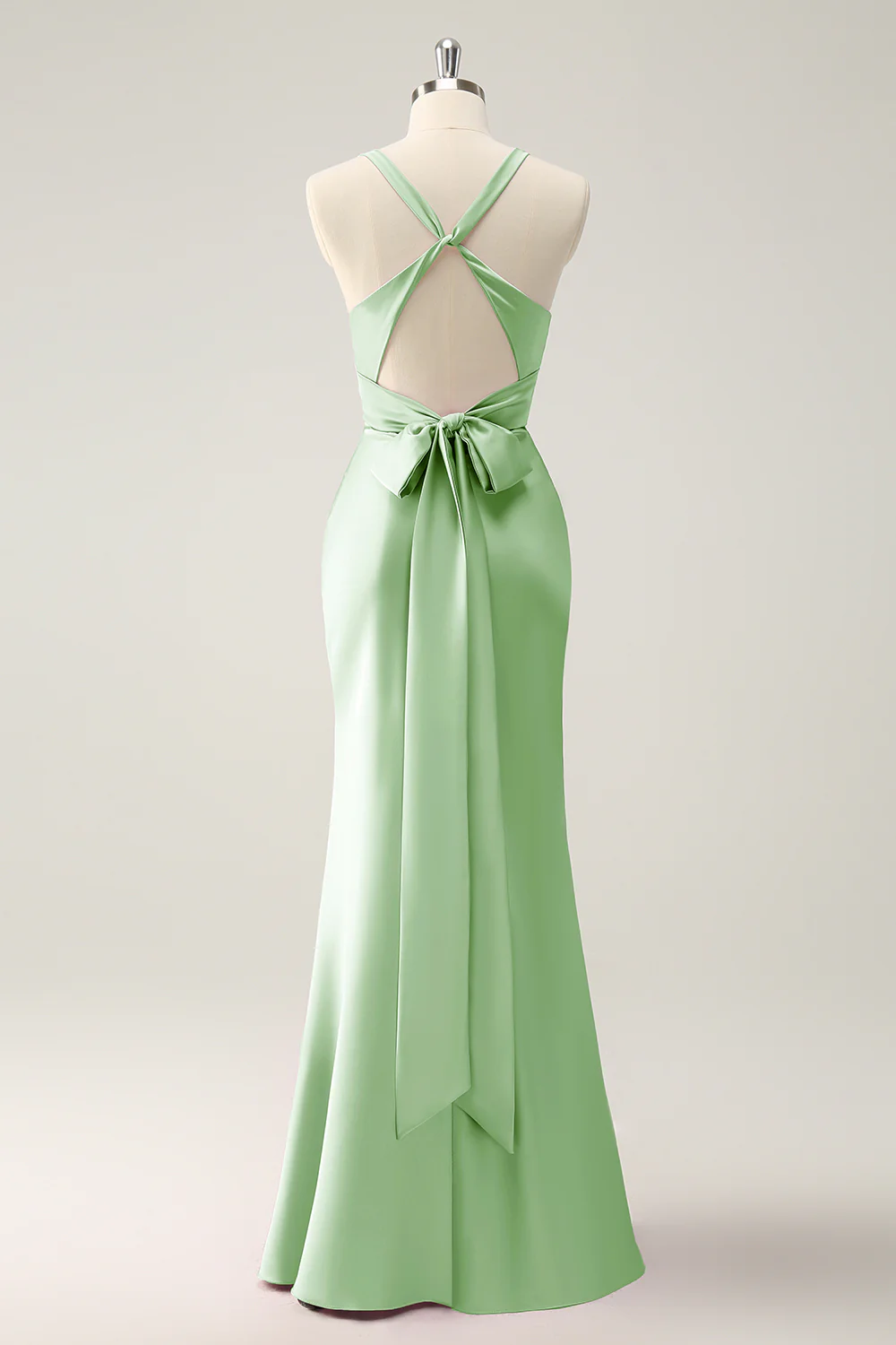 Pink Mermaid V Neck Satin Long Bridesmaid Dress - Image 18