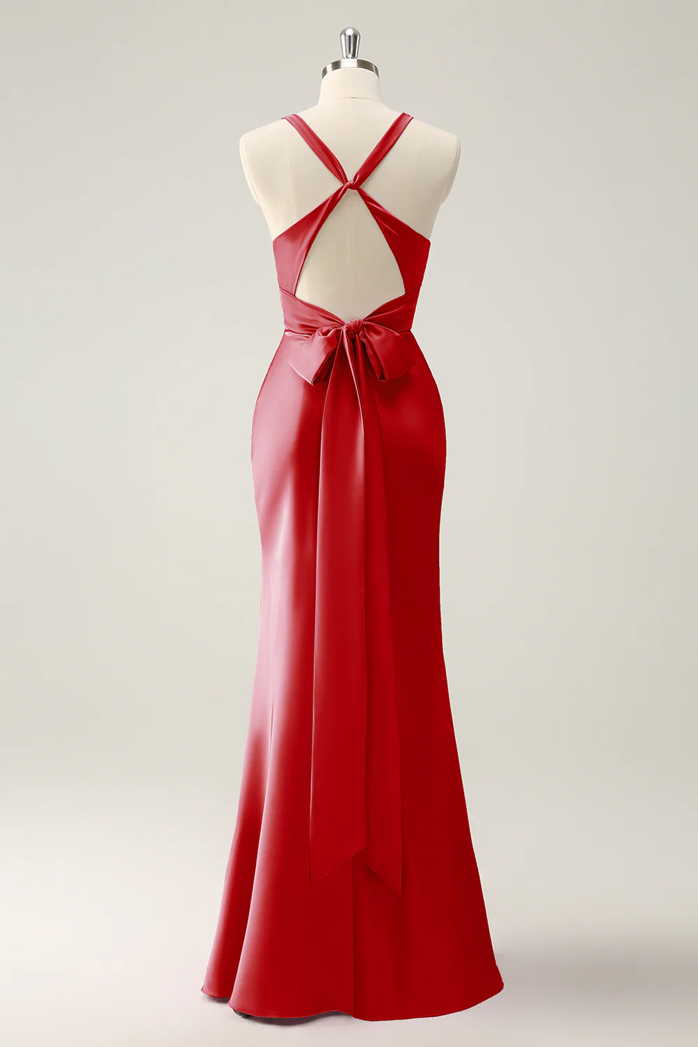Pink Mermaid V Neck Satin Long Bridesmaid Dress - Image 26