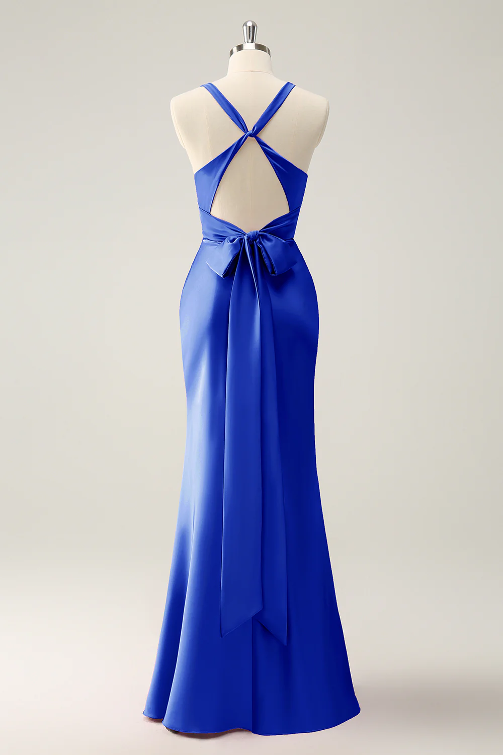 Pink Mermaid V Neck Satin Long Bridesmaid Dress - Image 28