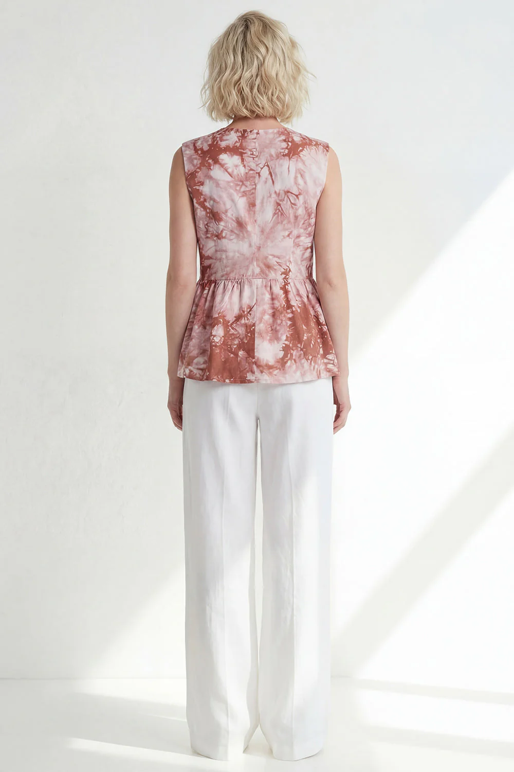 Pink V-Neck One Button 2 Piece Printed Women's Suits - Image 14