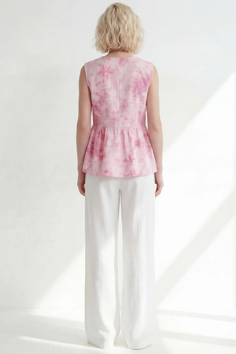 Pink V-Neck One Button 2 Piece Printed Women's Suits - Image 2
