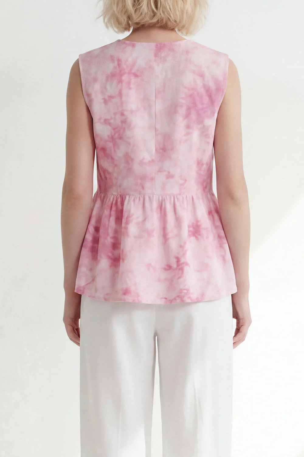 Pink V-Neck One Button 2 Piece Printed Women's Suits - Image 4