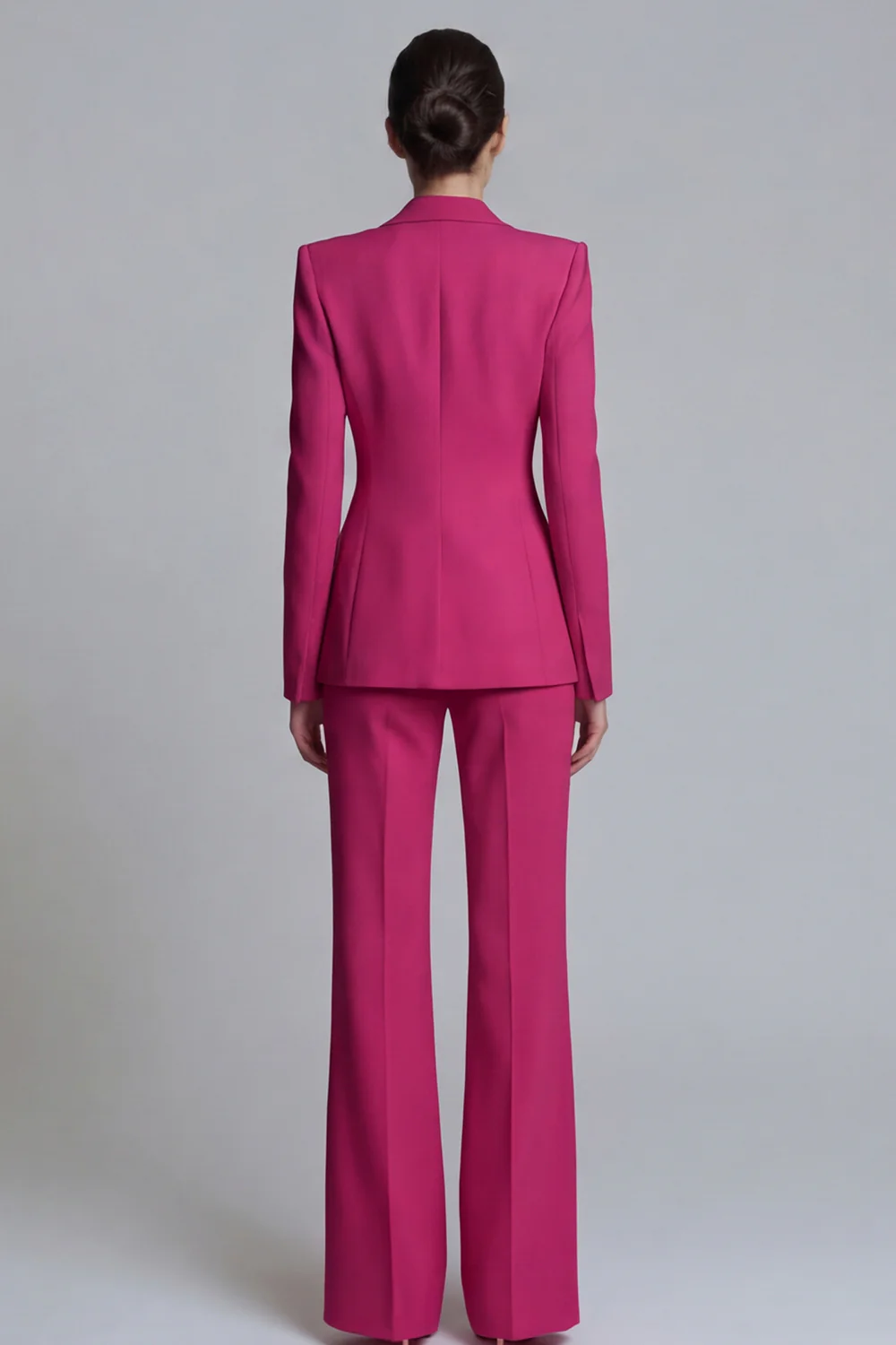 2 Piece Pink Peak Lapel Single Breasted Women's Work Suits - Image 14
