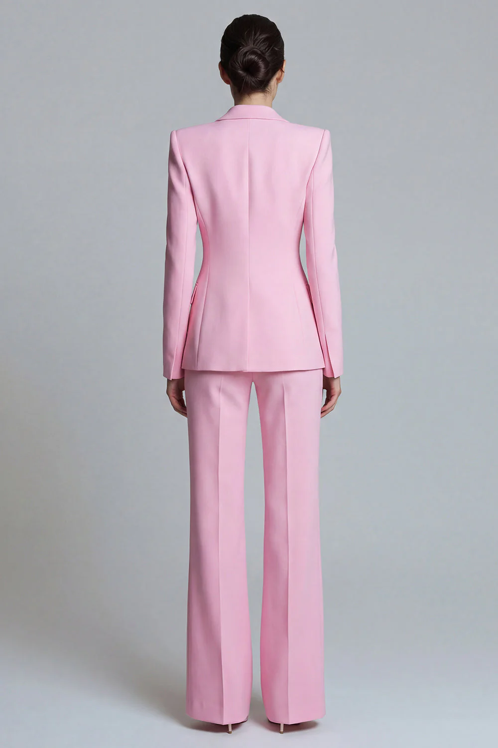2 Piece Pink Peak Lapel Single Breasted Women's Work Suits - Image 2